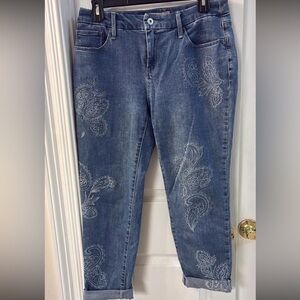 Chico’s Blue Paisley Embroidered Women Ankle Jeans SZ 0-29/26